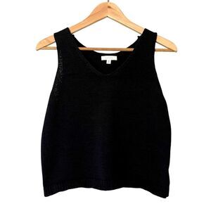 All:Row Sleeveless Cropped Knit Top Black Size Medium